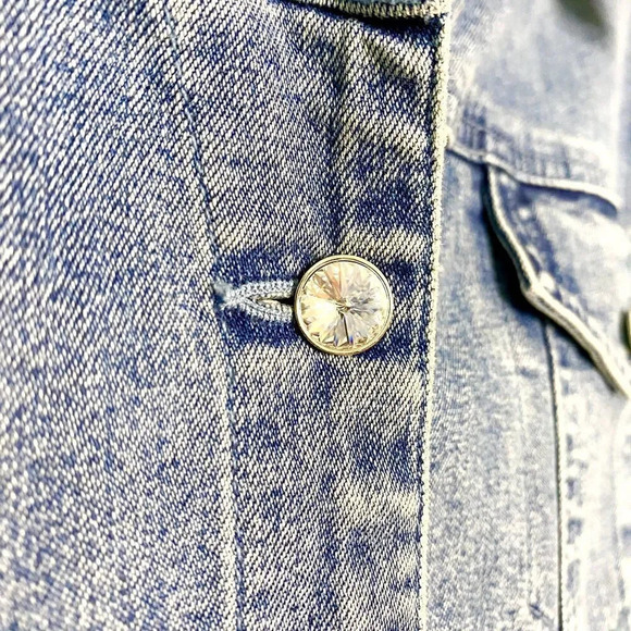 Christine Alexander Denim Fitted Jean Jacket Swarovski Crystals Women's Medium - Picture 6 of 9